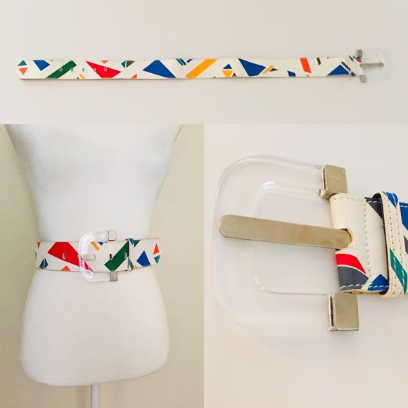 Vintage Accessories - Vintage 80’s Colorful Geometric Lucite Buckle Belt